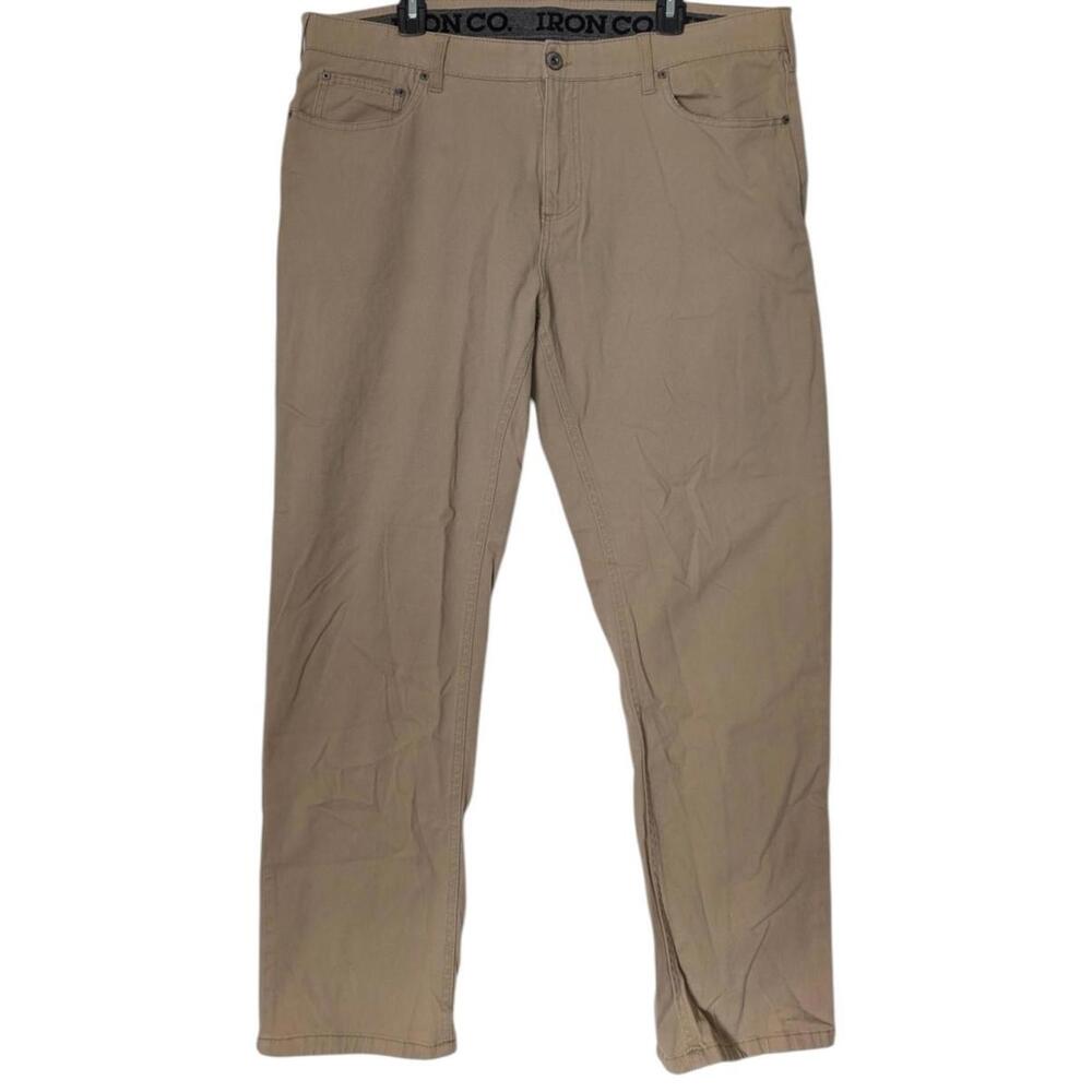 Iron Co. Pants Mens 39x29 Khaki Tan Twill 5 Pocket Stretch‎ Casual Chino